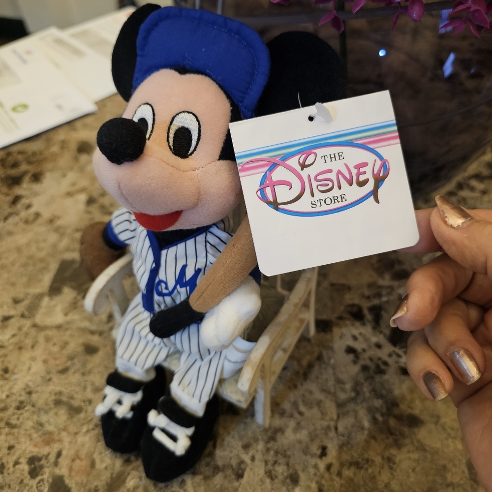 DISNEY Vintage 90s Baseball Mickey Mouse Bean Bag Plush New with Tag
